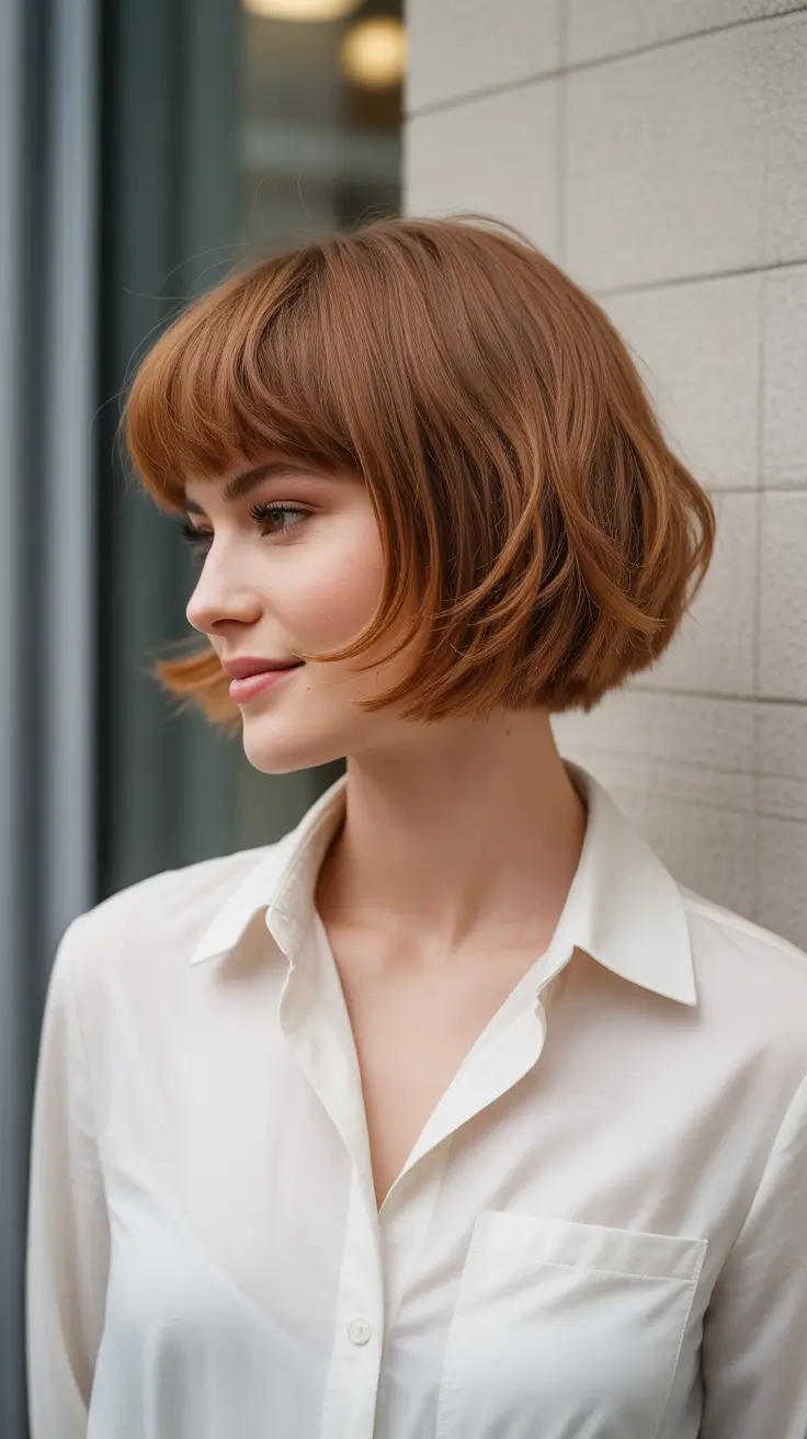 choppy bob haircut inspiration 2026 Polished Swing Bob with Subtle Lift