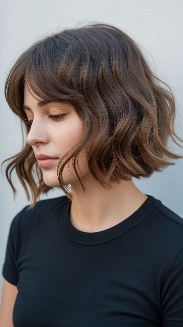 choppy bob haircut inspiration 2026 Soft Curls and Gentle Movement