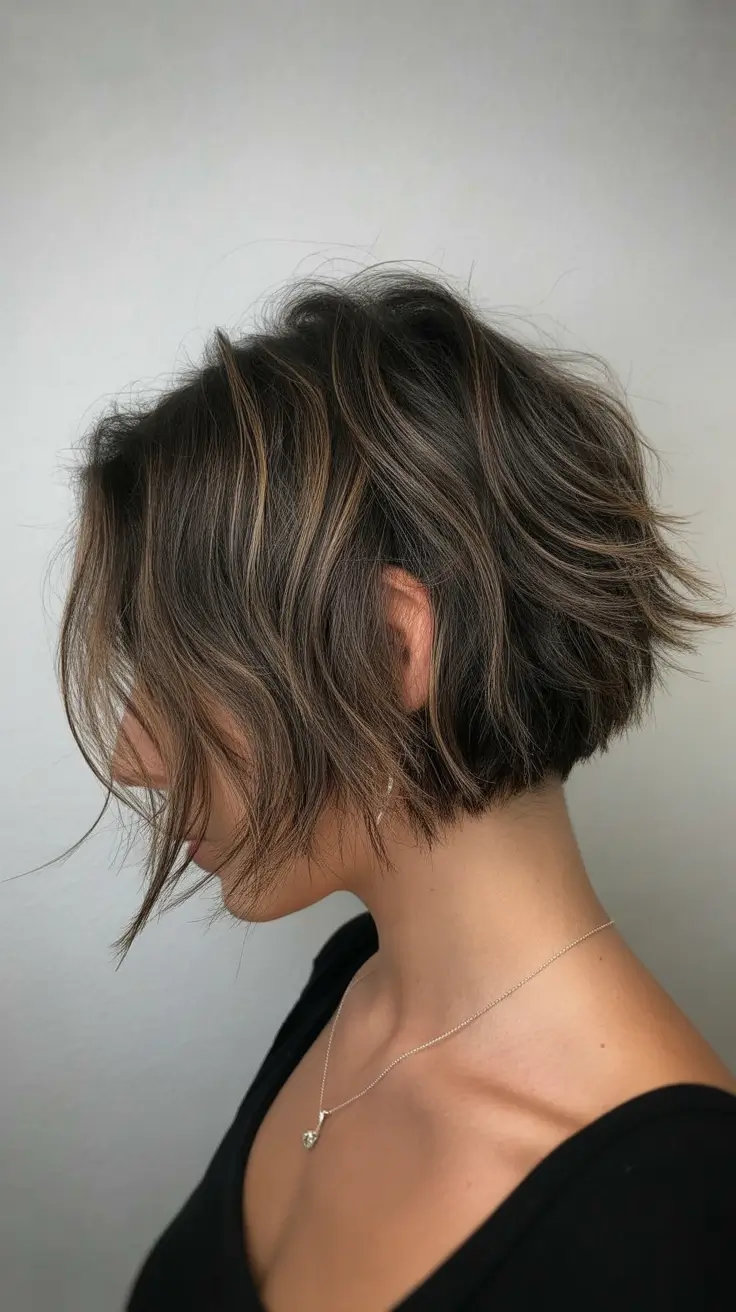 choppy bob haircut inspiration 2026 Layered Dimension with Natural Warmth