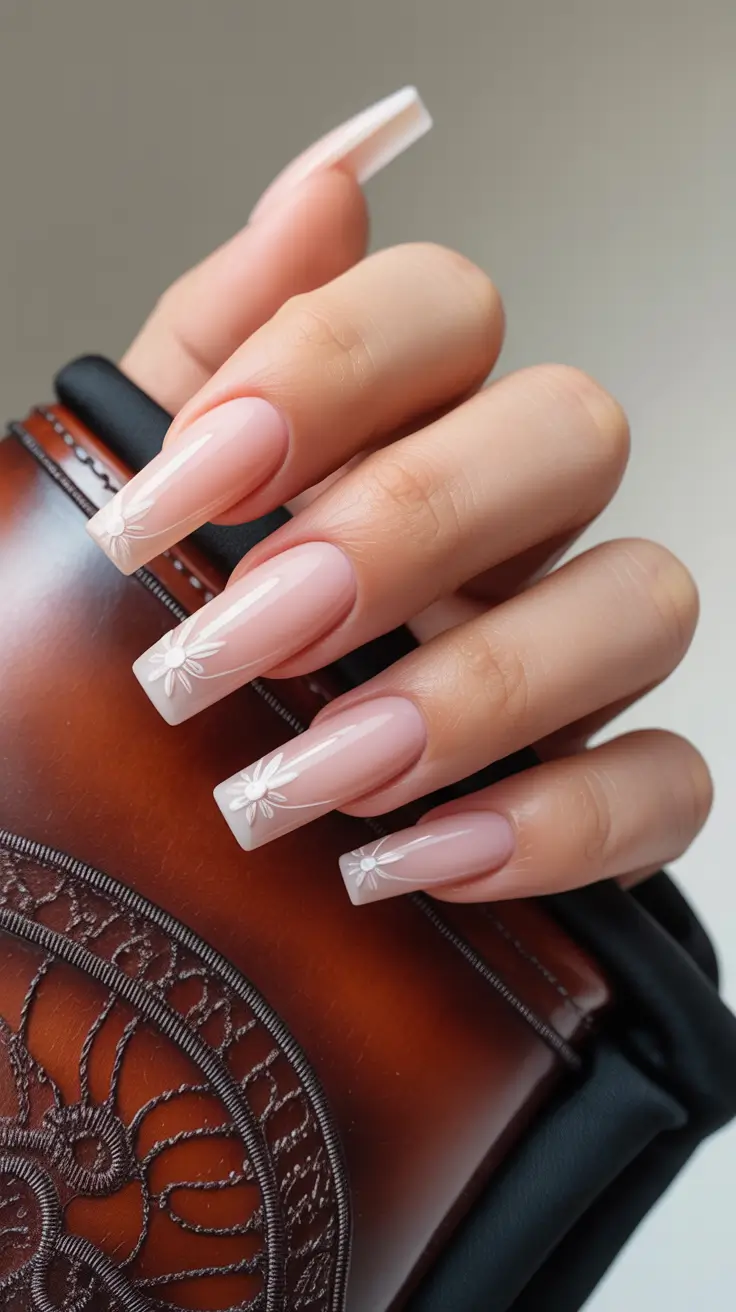 coffin nail designs 2026 Soft Daisy Tips for a Delicate Feminine Touch