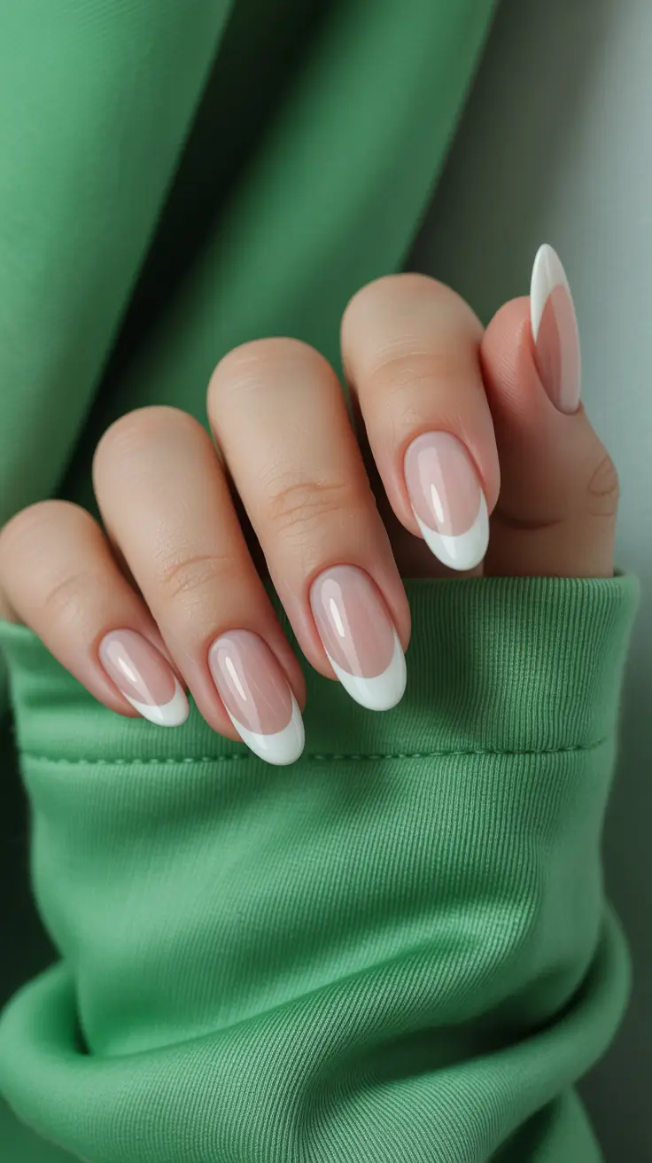 creative french nails 2026 Classic Oval French Freshness