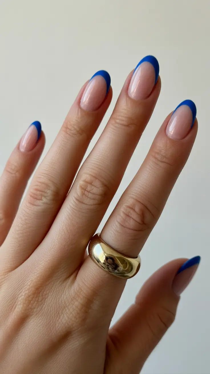 creative french nails 2026 Bold Sapphire Mini French