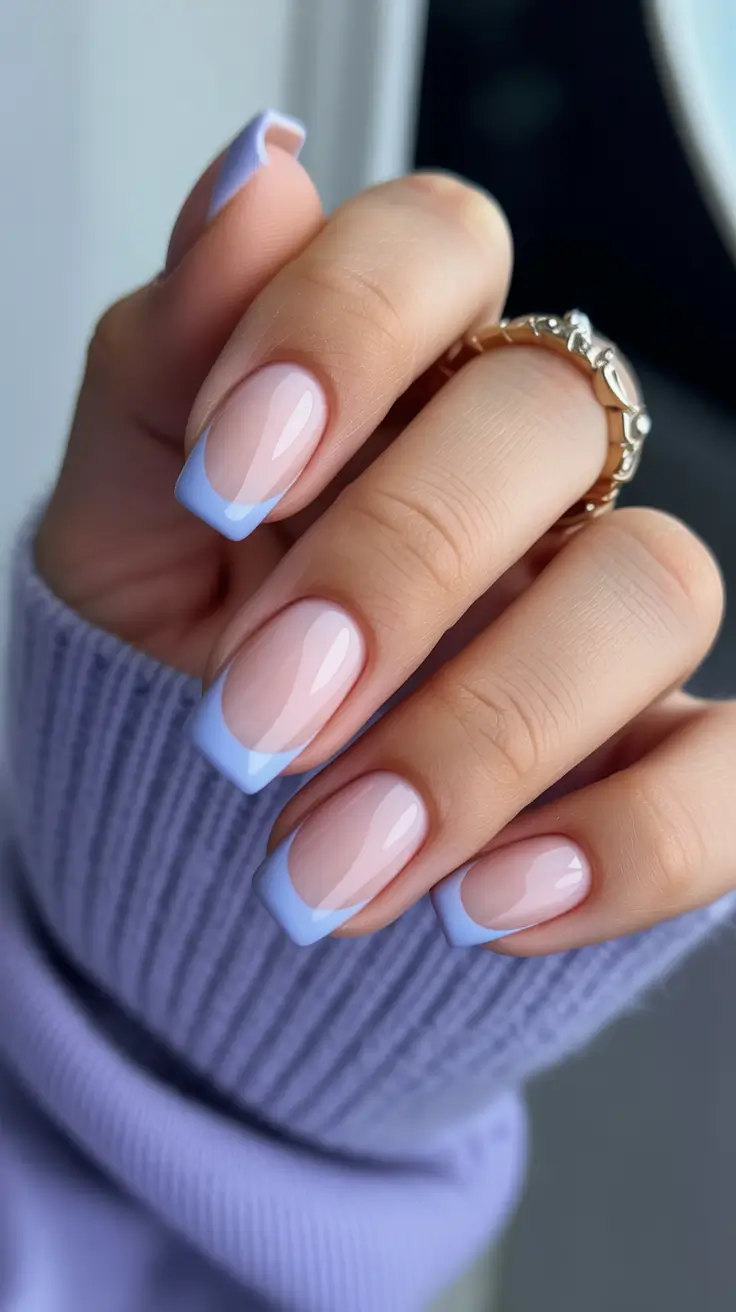 gel nail designs 2026 Soft Lavender-Tipped French Glow