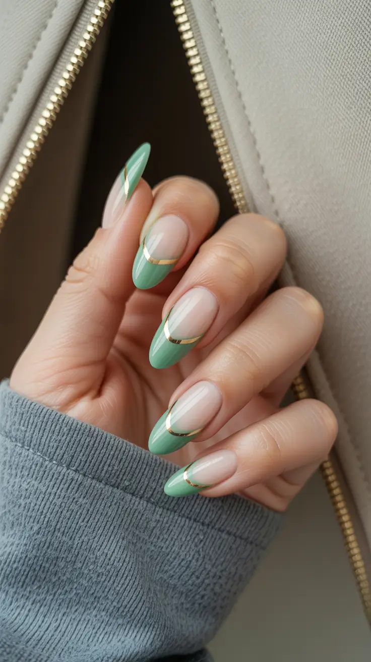 green nail designs 2026 Mint-Tipped French Arcs