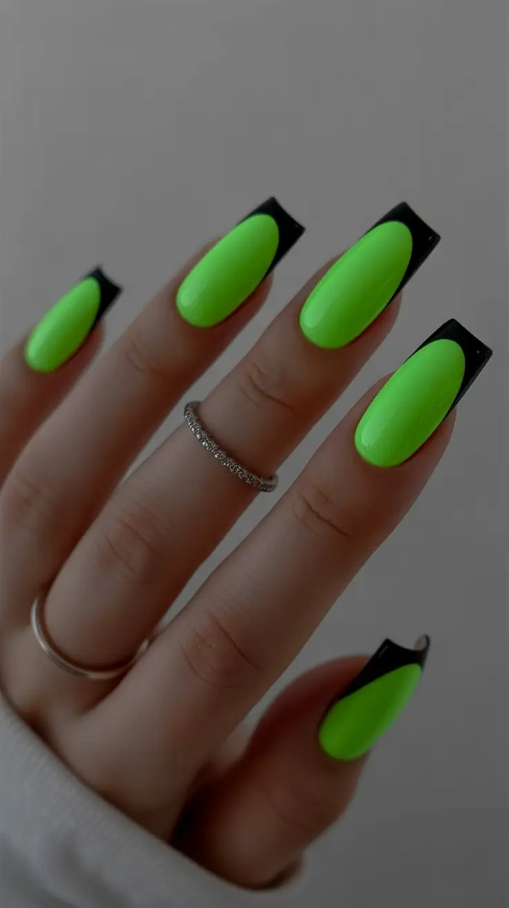 green nail designs 2026 Neon Capsule Tips