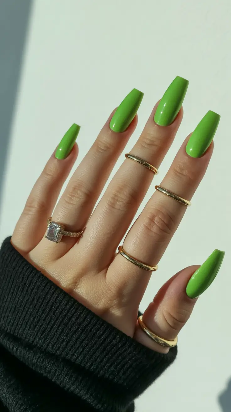 green nail designs 2026 Neon Light Green