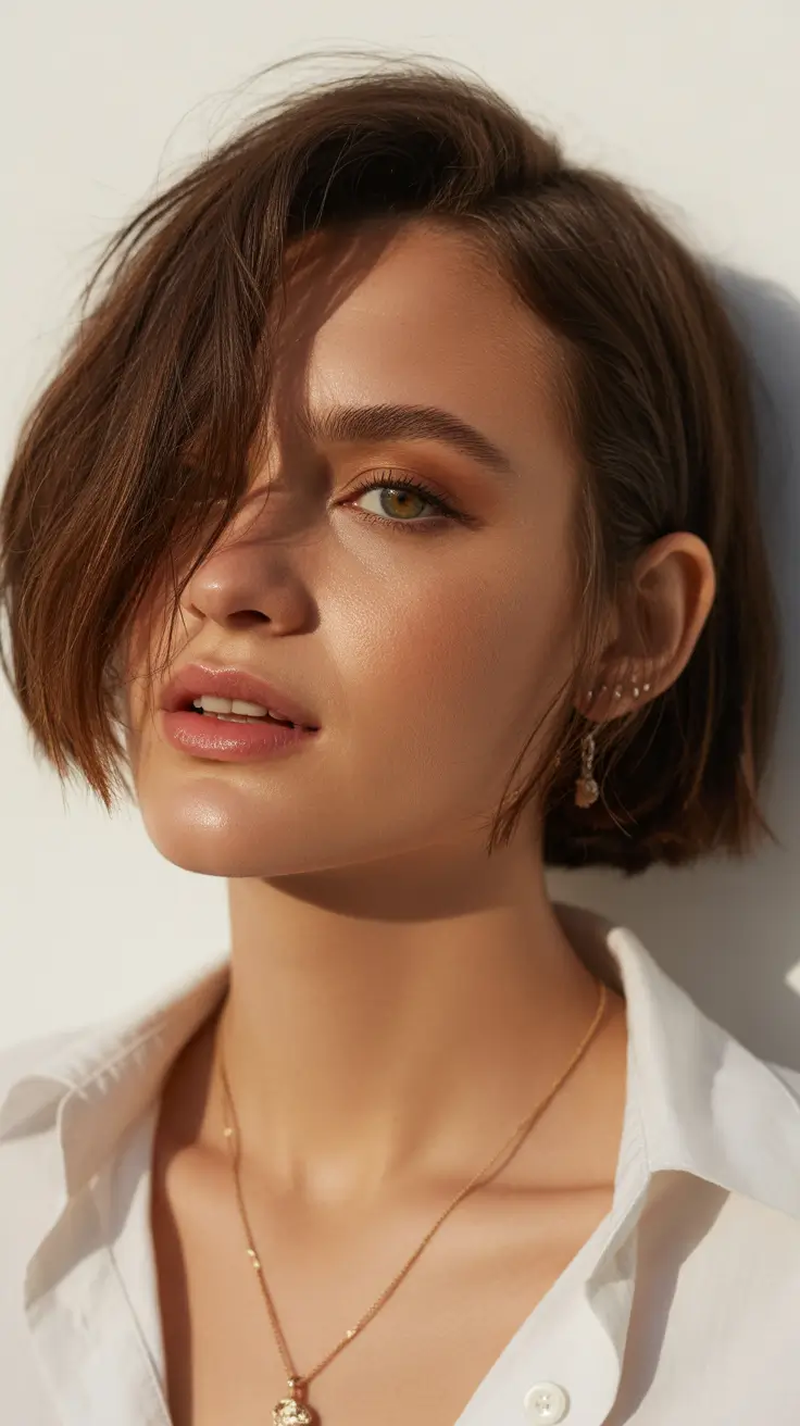 haircuts for thin fine hair medium short Sunlit Asymmetrical Bob with Texture