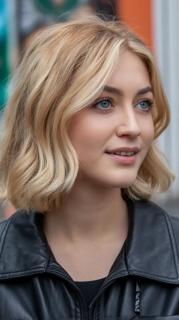 haircuts for thin fine hair medium Soft Wavy Blonde Bob with Dimension