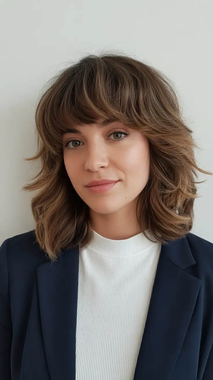 haircuts for thin fine hair medium Textured Medium Cut with Fringe Layers