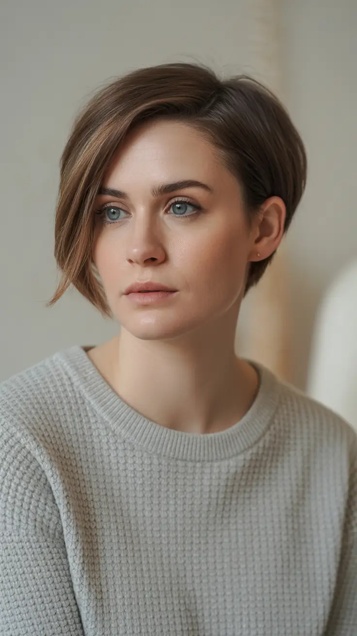 haircuts for thin fine hair medium long Asymmetrical Pixie-Bob with Subtle Shine