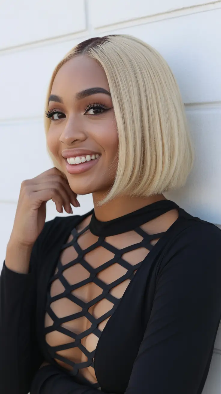 hairstyle trends for black women 2026 Chic Platinum Bob
