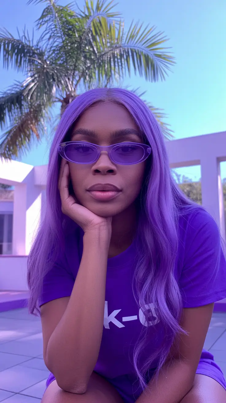 hairstyle trends for black women 2026 Violet Waves with Monochrome Styling