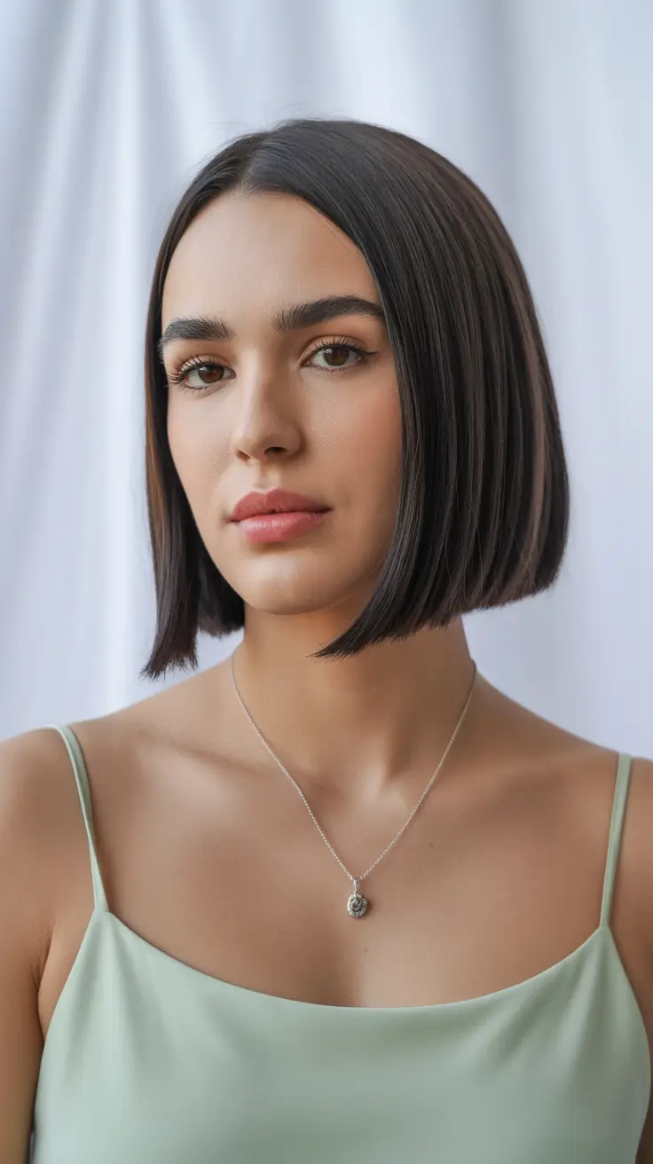 Hairstyles inspiration for 2026 Polished Chin-Length Bob With Sleek Finish