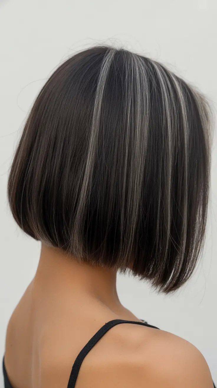 Hairstyles inspiration for 2026 Short Bob With Cool-Toned Accent Streaks