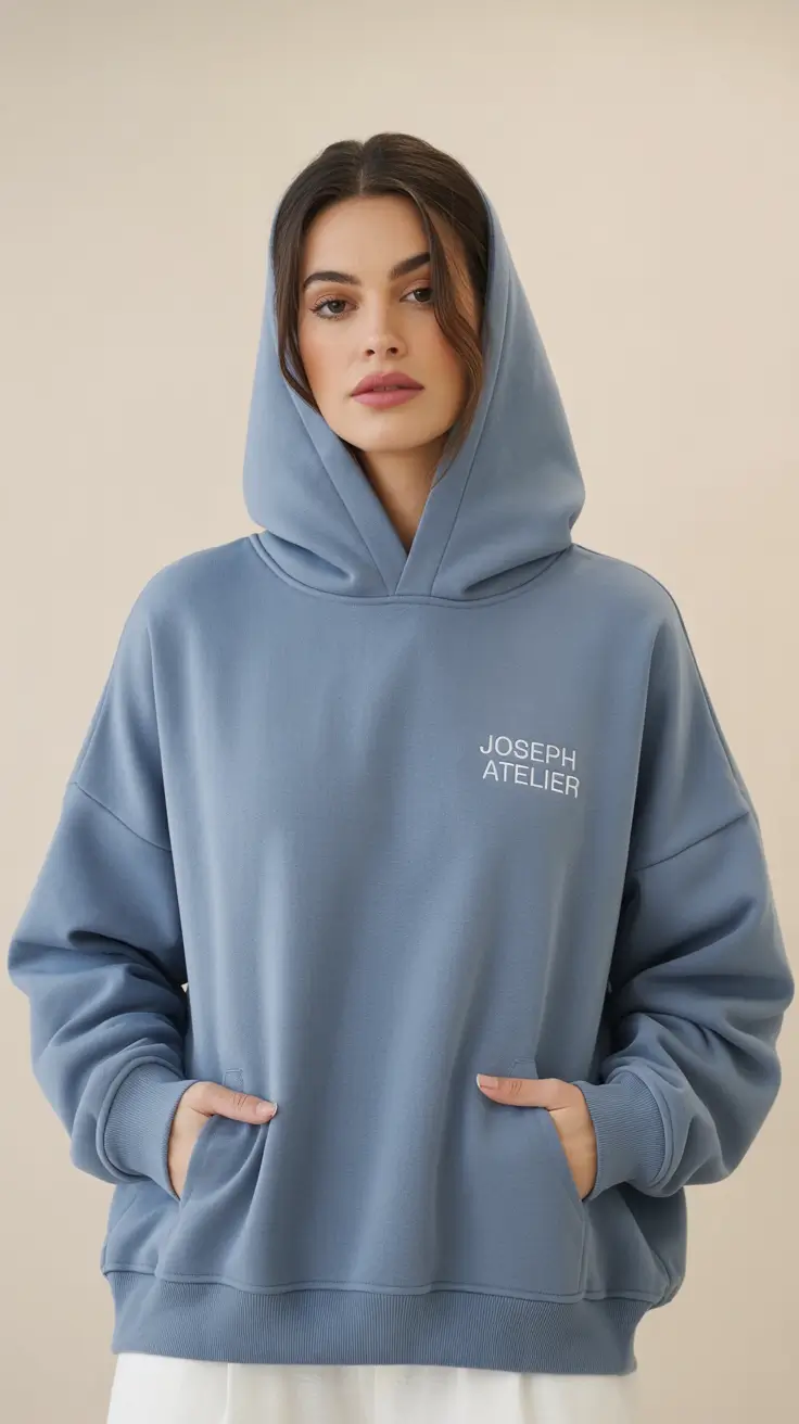 hoodie outfits women Dusty Sky: Effortless Elegance in Blue-Grey