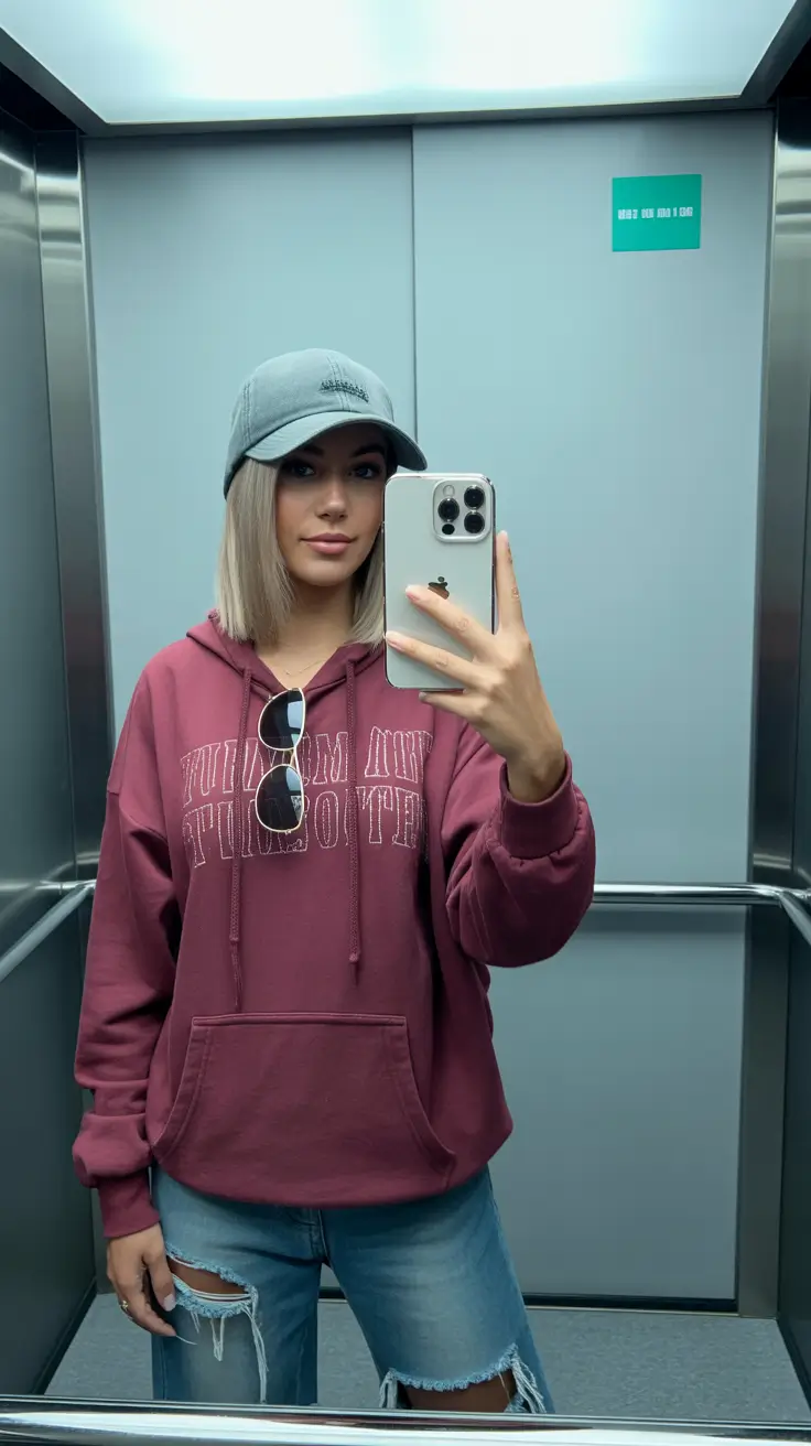 hoodie outfits women Burgundy Street Ease