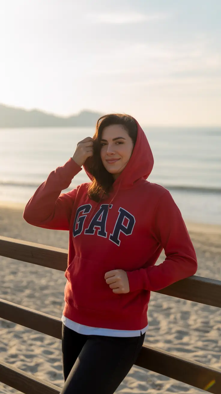 hoodie outfits women Classic Red with Coastal Energy