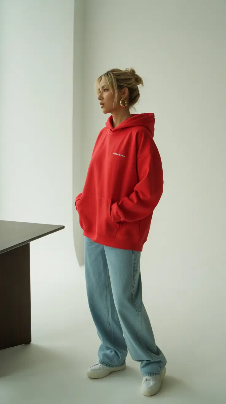 hoodie outfits women Effortless Red: Modern Minimalist Energy