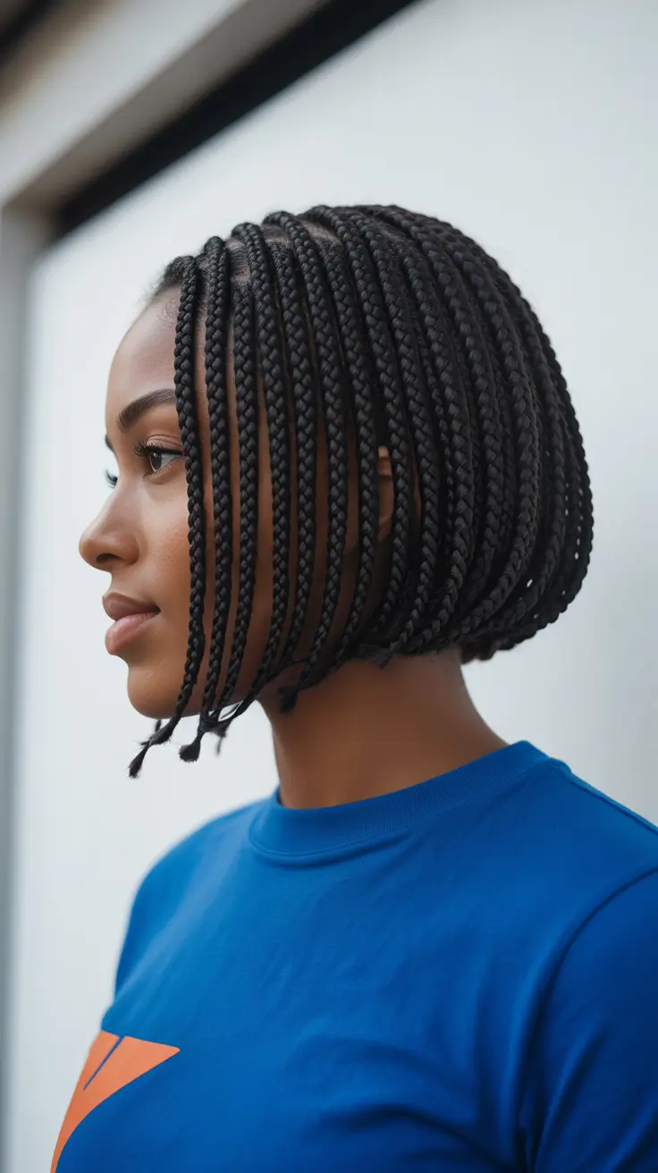 Modern braids hairstyles 2026 short box braids bob