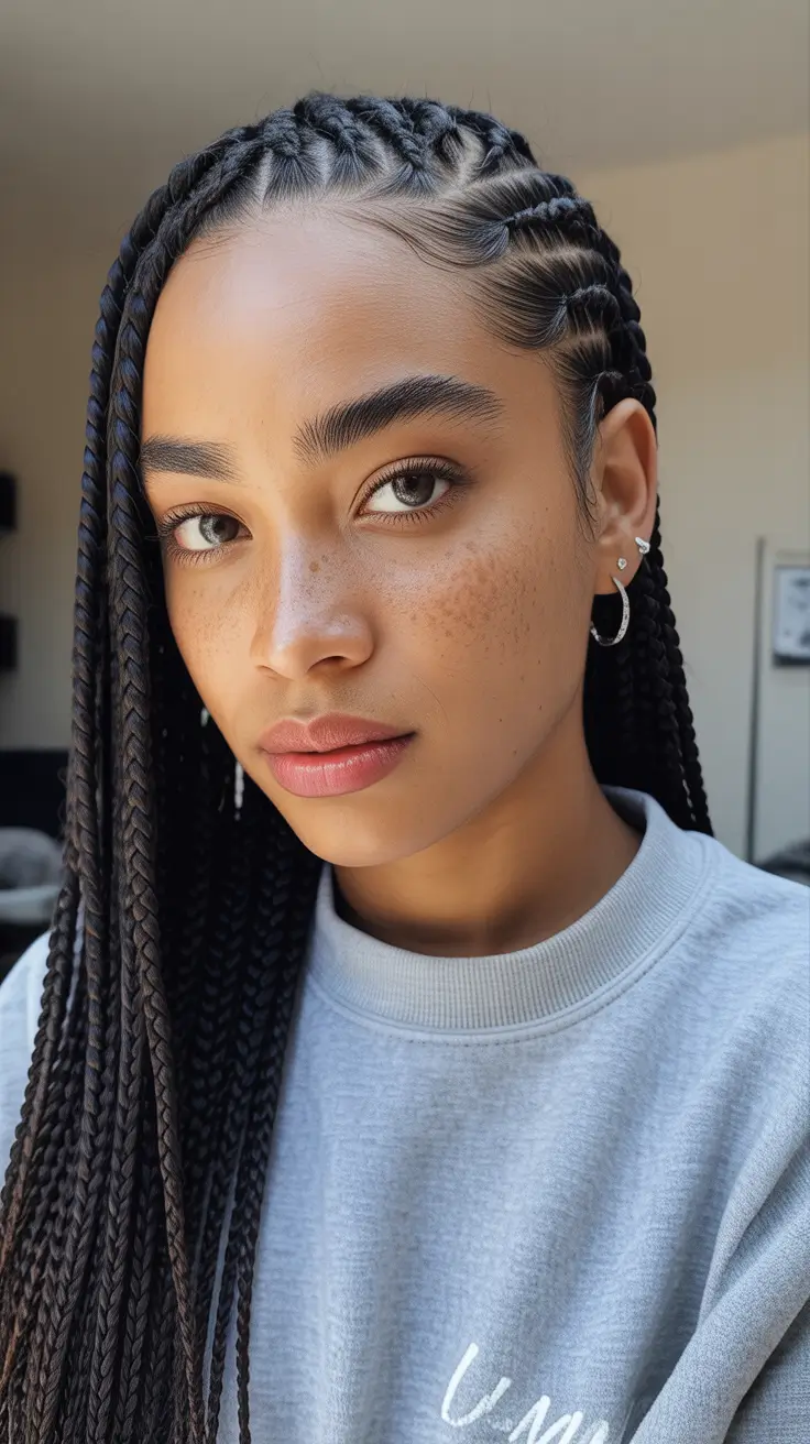 Modern braids hairstyles 2026 Side Feed In