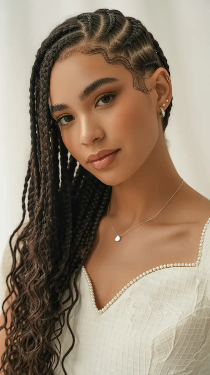 Modern braids hairstyles 2026 Half braided waves