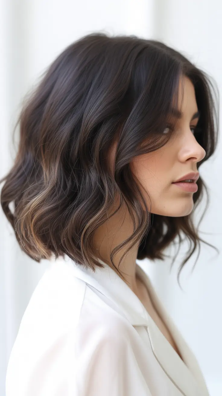 Modern medium-length haircuts 2026 Chocolate Tousled Lob