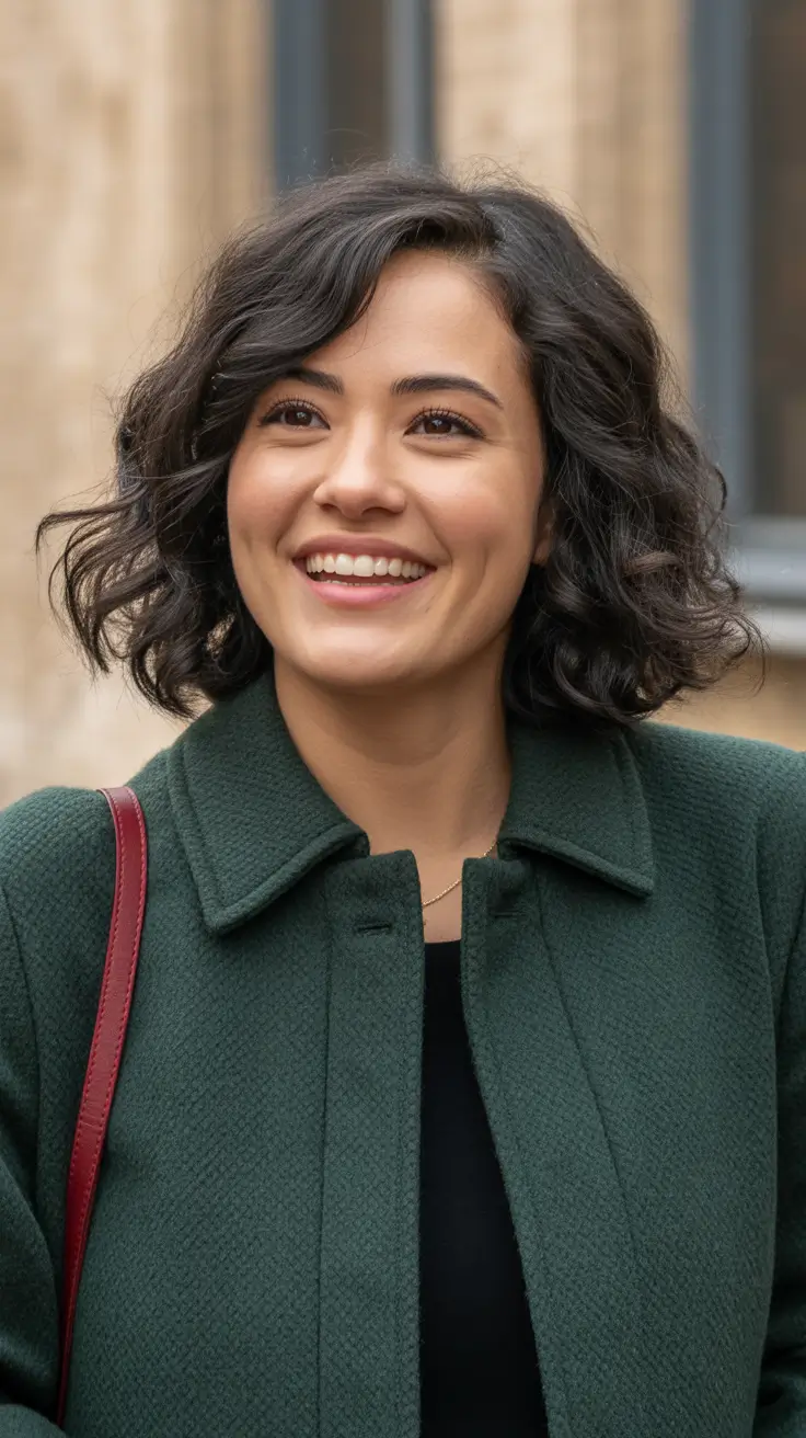 Modern medium-length haircuts 2026 Short Curly Bob with Bounce