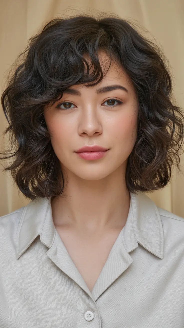 Modern medium-length haircuts 2026 Textured Wolf-Inspired Curls