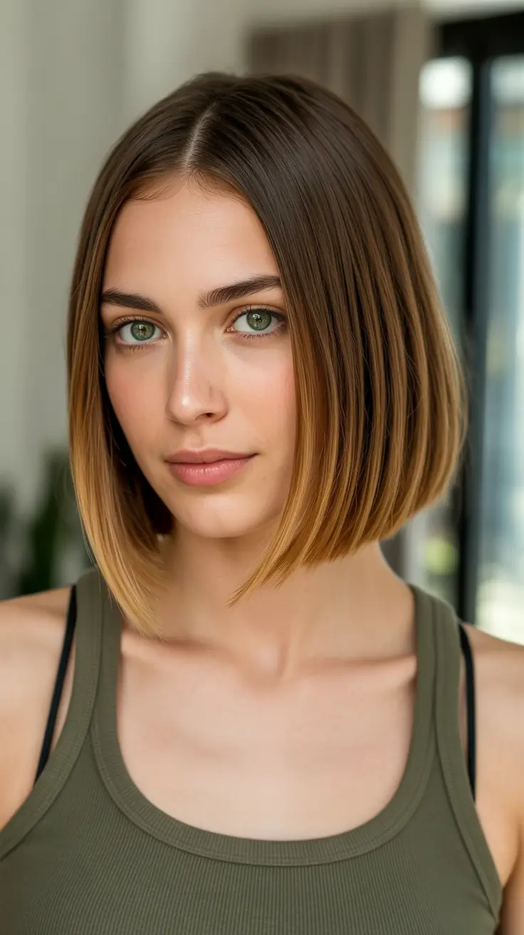 Modern medium-length haircuts 2026 Golden Subtle Ombre Bob