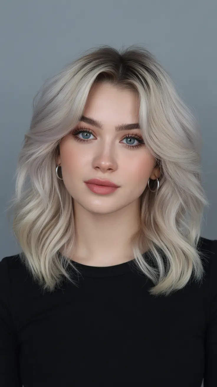 Modern medium-length haircuts 2026 Silver Layered Butterfly Cut