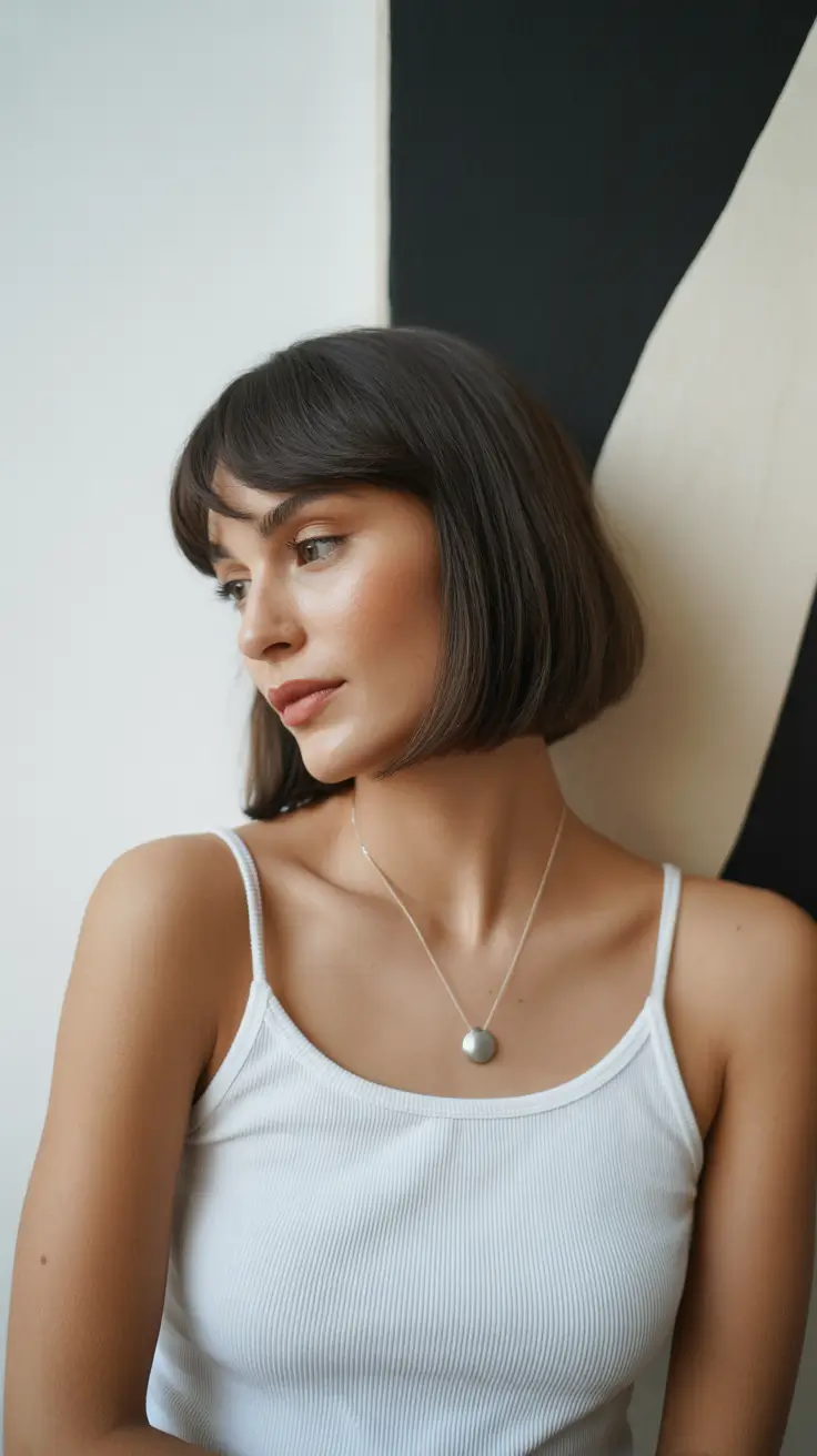 Modern short haircuts trends 2026 Rounded French Bob with Subtle Volume