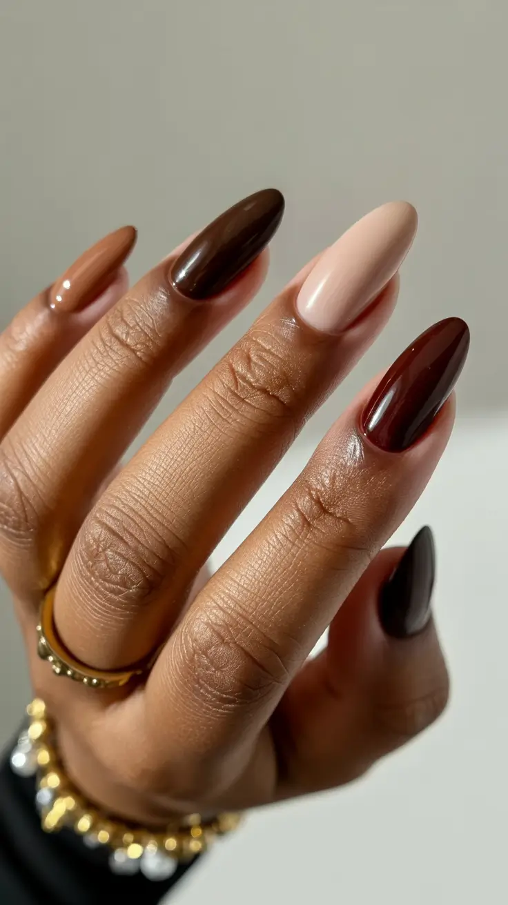 nail colors for brown skin 2026 - Mocha-Toffee Mixed Browns