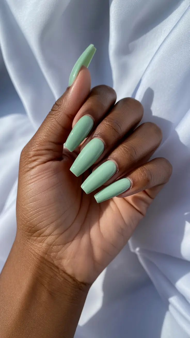 nail colors for brown skin 2026 - Fresh Mint Long Sculpted Square