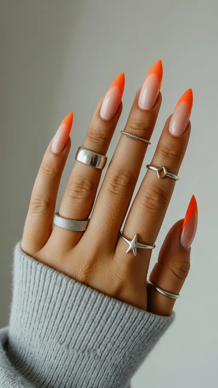 nail colors for brown skin 2026 - Neon Citrus Gradient French