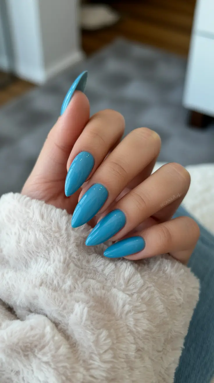 nail colors for pale skin 2026 Crystal Blue Shine