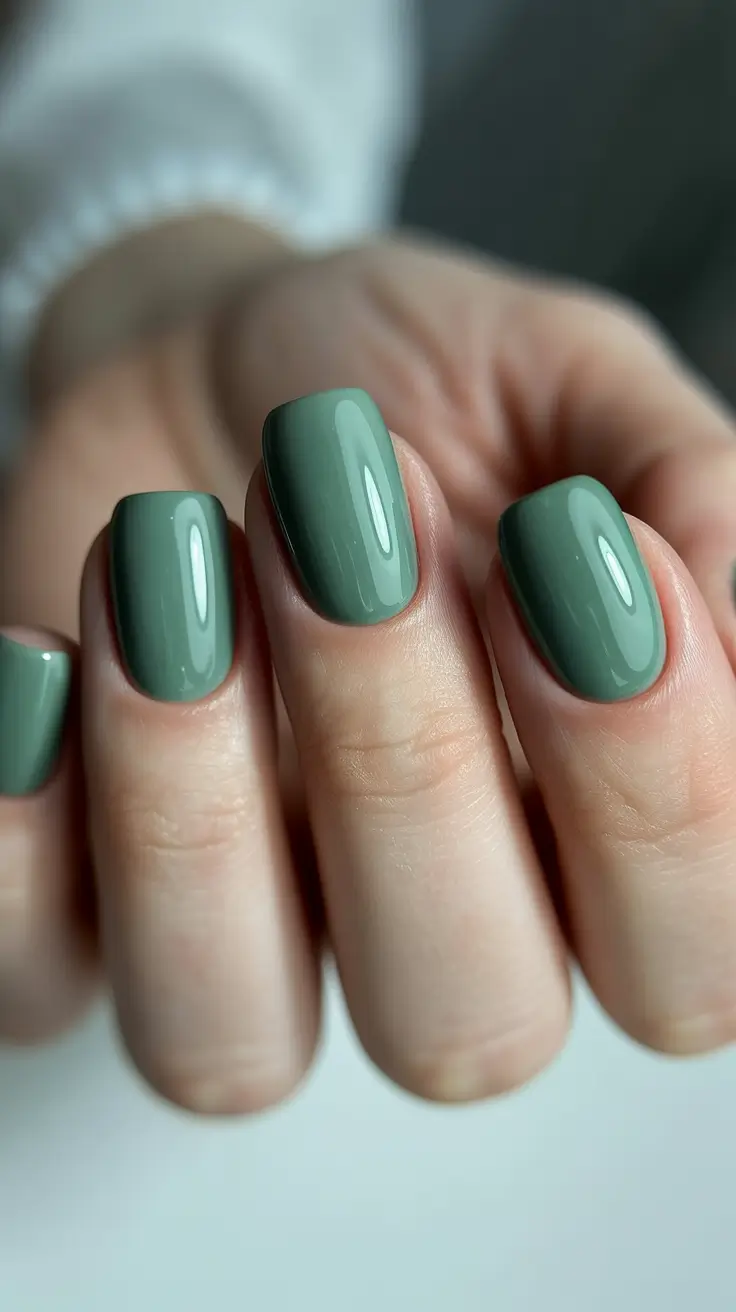 nail colors for pale skin 2026 Mossy Sage Calm