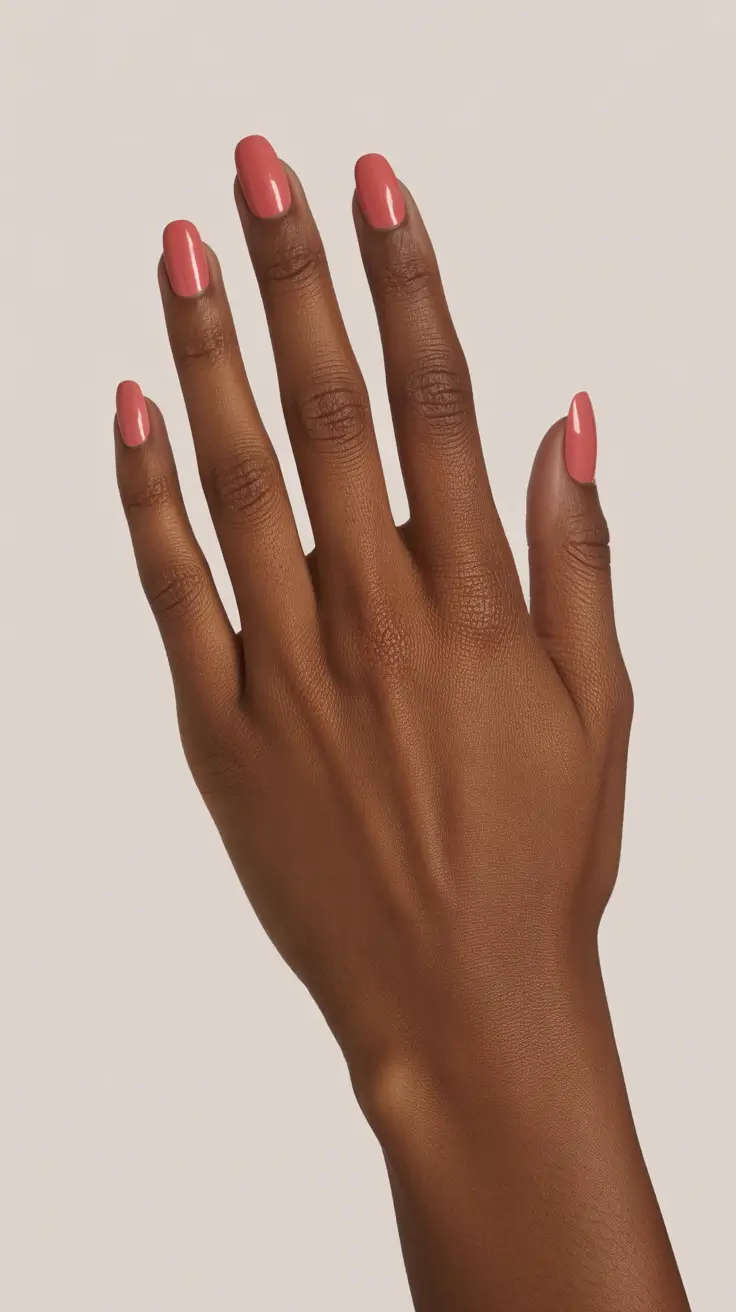 nail colors for tan skin 2026 Coral Rose Brightness for Effortless Soft Glam