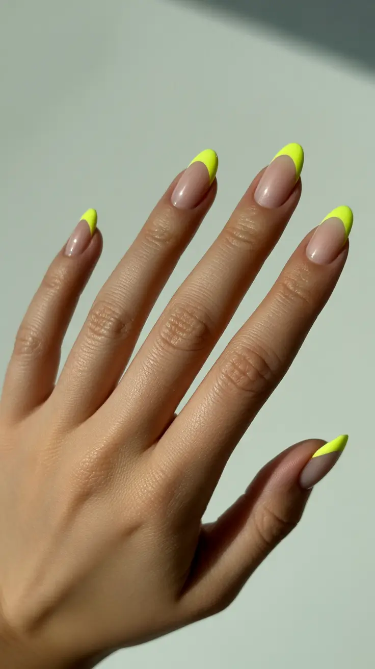 neutral nails aesthetic 2026 Neon-Tipped Minimal French