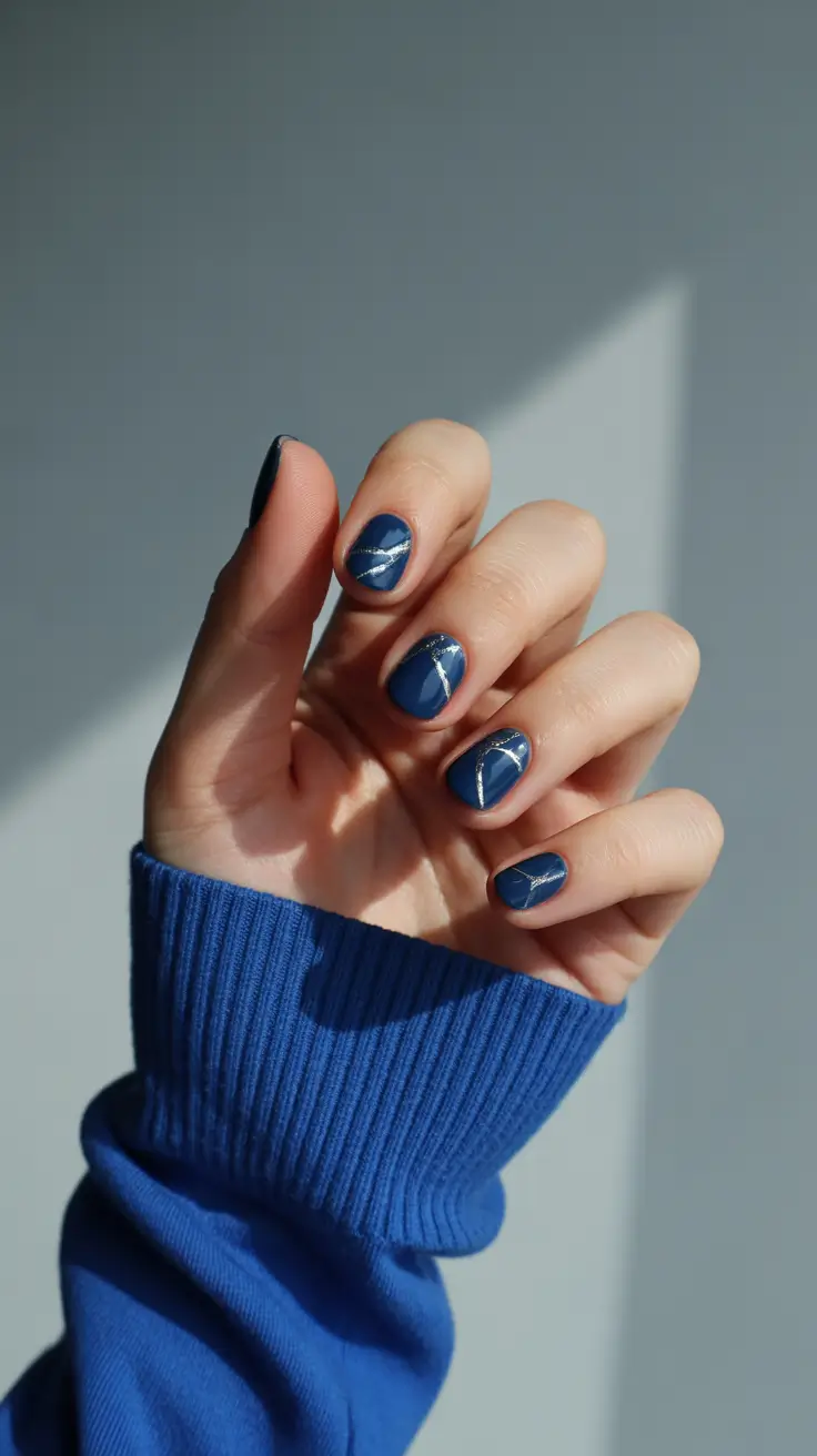 new short acrylic nails 2026 Soft Blue Geometry on Short Acrylics