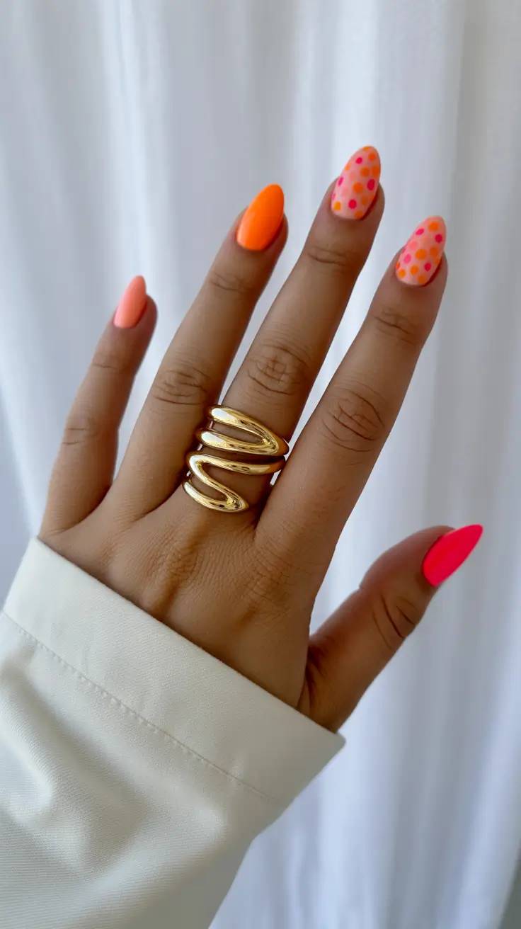 new short acrylic nails 2026 Neon Pop Dots for Playful Summer Moments