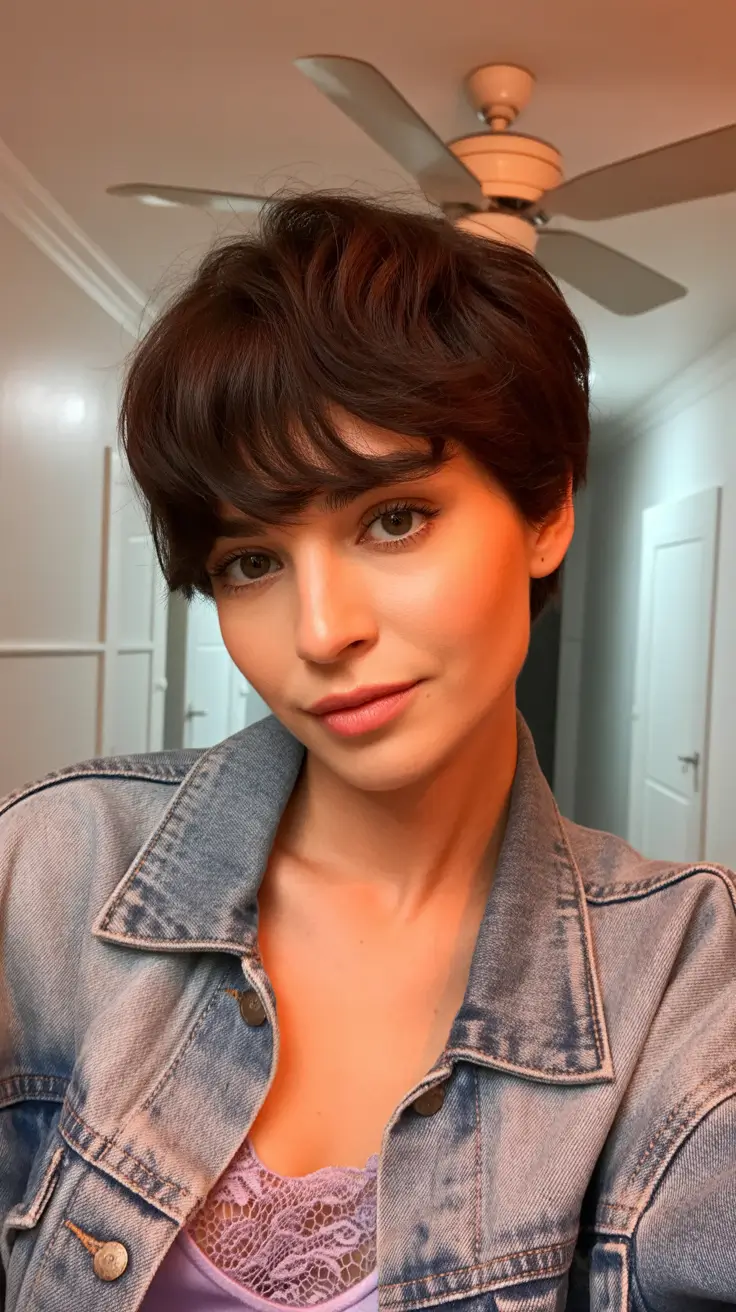 Pixie haircut inspiration 2026 Classic Brunette French Pixie