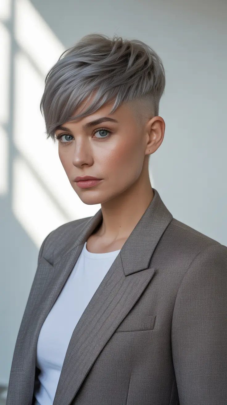 Pixie haircut inspiration 2026 Silver Undercut Power Pixie