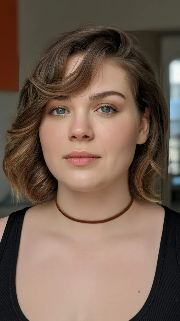 Plus size women haircut ideas 2026 Soft Bob with a Tousled Fringe