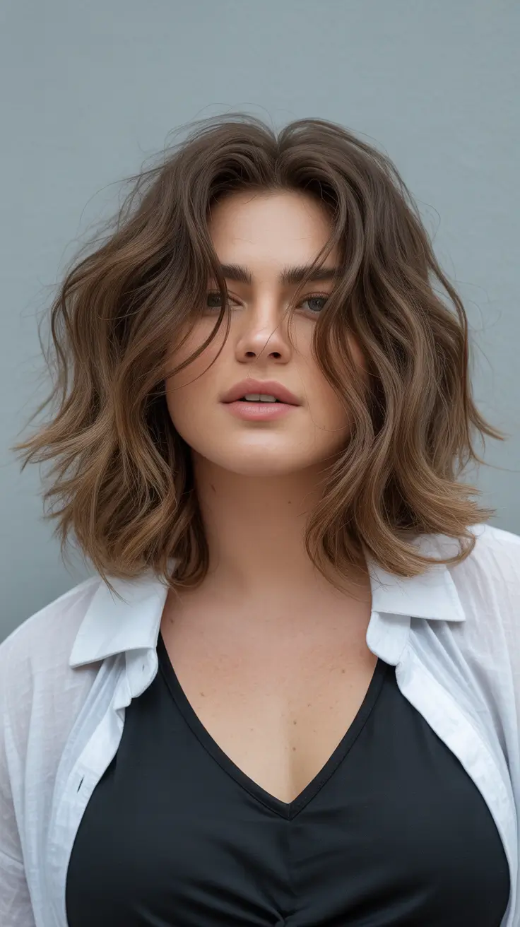 Plus size women haircut ideas 2026 Voluminous Textured Lob