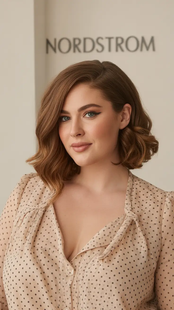 Plus size women haircut ideas 2026 Glamorous Medium Lob with Classic Elegance