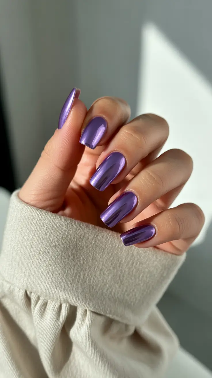 purple nails 2026 Soft Lavender Chrome With Everyday Ease