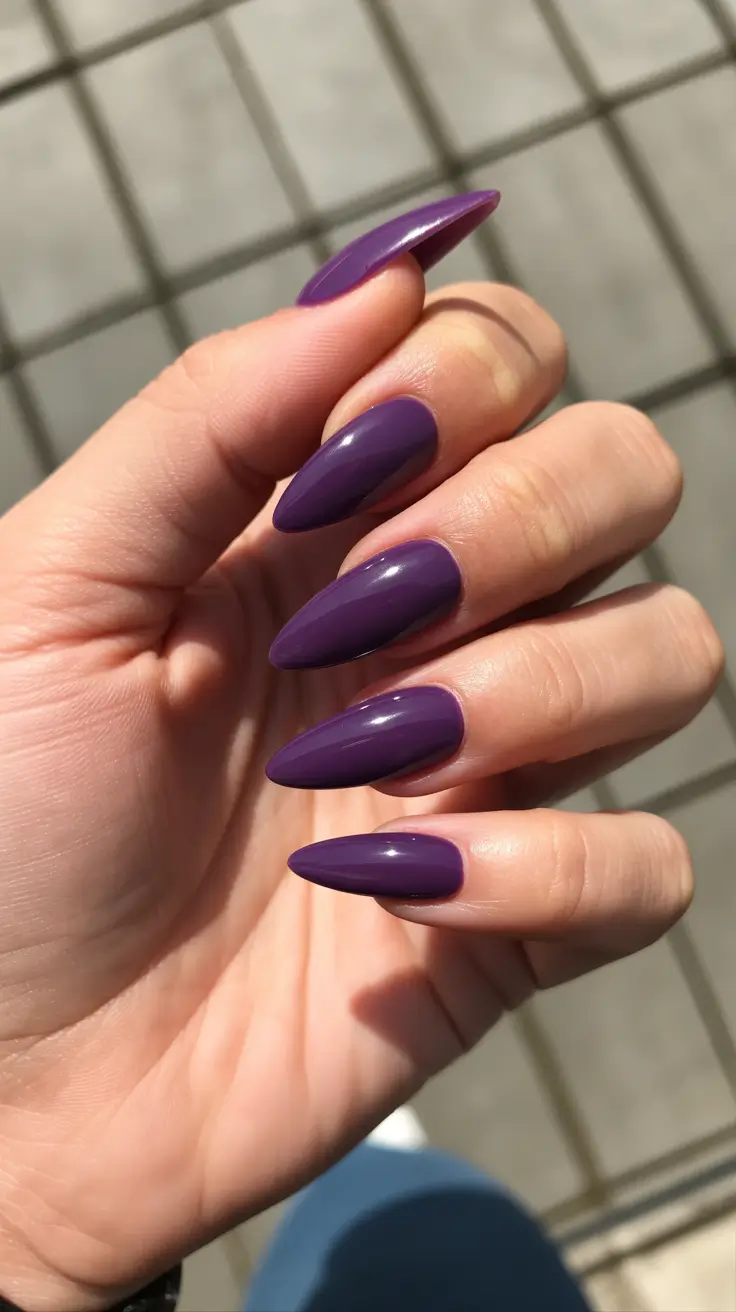 purple nails 2026 Classic Purple Gloss With Sunlit Depth