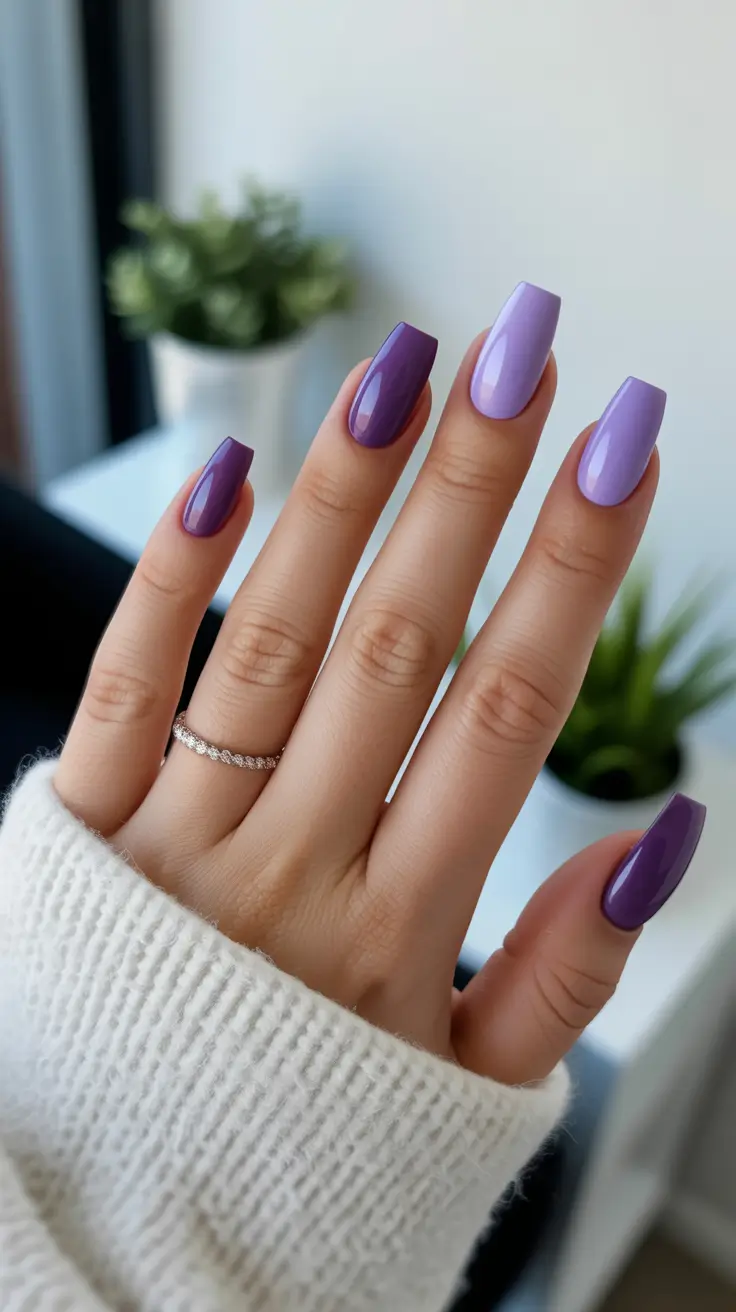 purple nails 2026 Lavender Contrast With Clean Square Edges