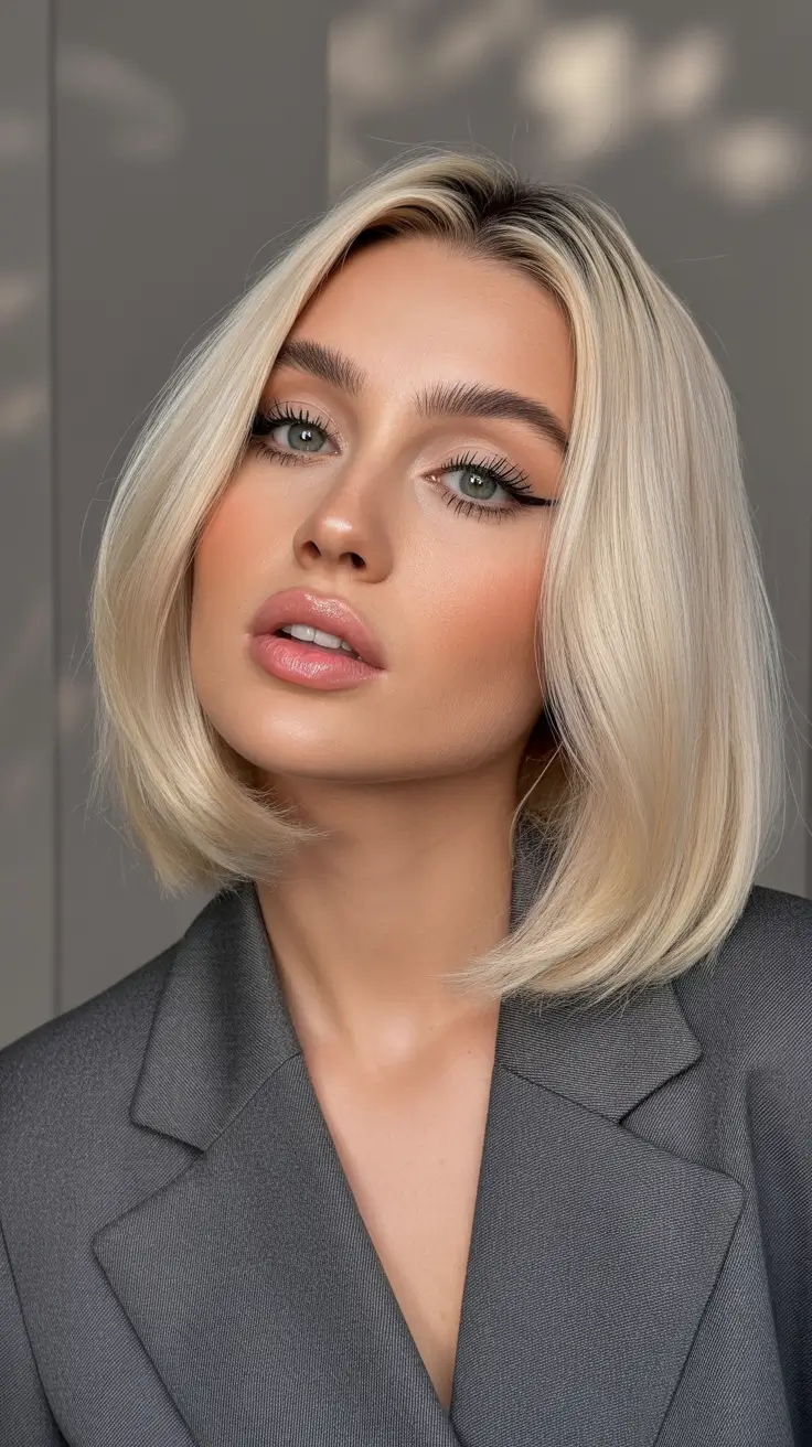 Short Hairstyles Inspiration 2026 Classic Blonde Bob with Smooth, Polished Finish