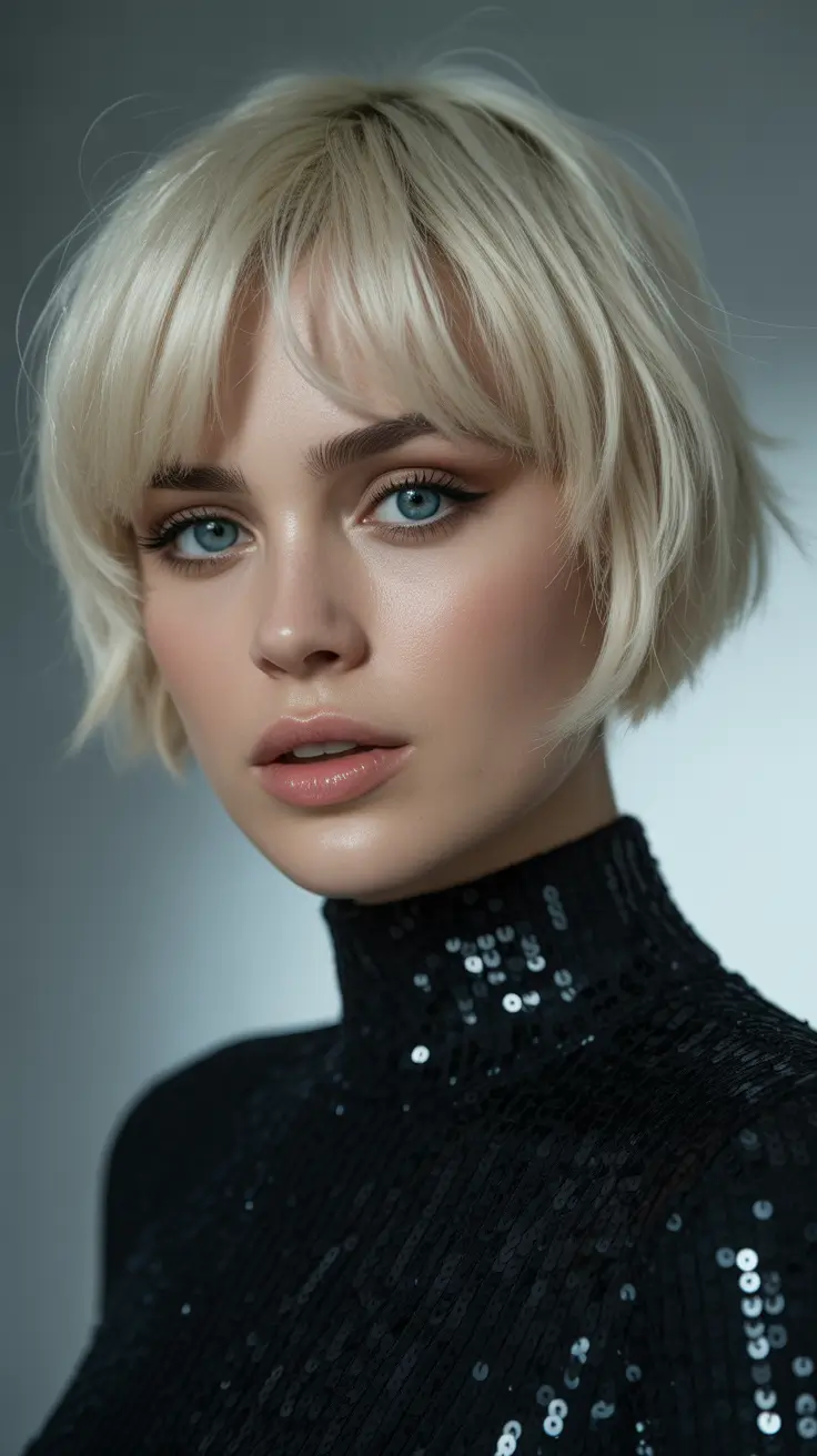 Short Hairstyles Inspiration 2026 Feathered Blonde Crop with Light Bangs